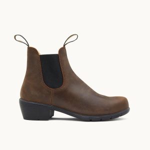 Antique Brown Leather Heeled Boots, Women's Series 1673 - Blundstone