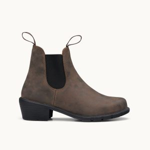 Rustic Brown Premium Leather Heeled Boots, Women's Series 1677 - Blundstone