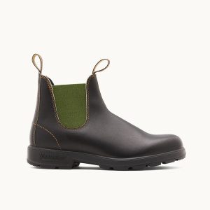 Stout Brown / Olive Premium Leather Chelsea Boots, Men's Originals 519 - Blundstone