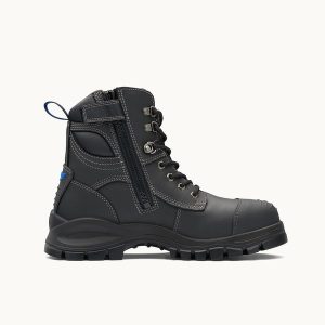 Black Premium Leather Zip Up Boots, Work Series 997 - Blundstone